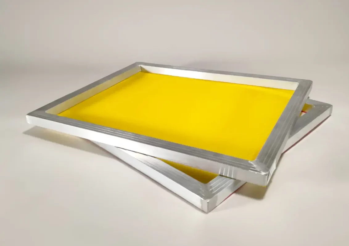 Two Aluminium A4 Screen Printing Frames with yellow mesh